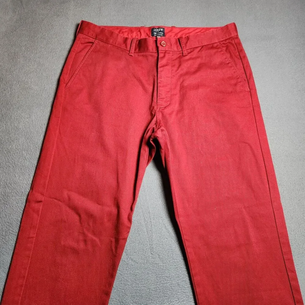 J. Crew Chino Pants Men 32X30 Red The Sutton Straight Leg